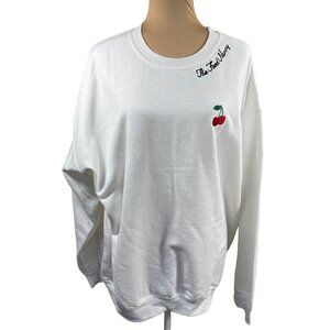 Illustrated Society "The Food Nanny" Cherry Sweatshirt Crewneck White Size XL Ex